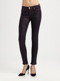 Embrace your rock 'n roll side with these dark-wash skinnies, styled by a glistening metallic finish and zippered back cuffs. THE FITSlim fitRise, about 9Inseam, about 30THE DETAILSZip flyFive-pocket styleZippered back cuffsLyocell/cotton/elastaneMachine washMade in USA of imported fabricModel shown is 5'10 (177cm) wearing US size 4. Embrace your rock 'n roll side with these dark-wash skinnies, styled by a glistening metallic finish and zippered back cuffs. THE FITSlim fitRise, about 9Inseam, about 30THE DETAILSZip flyFive-pocket styleZippered back cuffsLyocell/cotton/elastaneMachine washMade in USA of imported fabricModel shown is 5'10 (177cm) wearing US size 4.