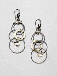 From the Notte Collection. A captivating 18k gold and blackened sterling silver style comprised of flat, wavy links and cylindrical, smooth links in a long, cascade design. 18k goldBlackened sterling silverDrop, about 2.7Hook backImported 