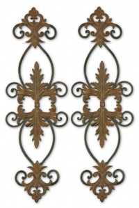 Tuscan Wrought Iron Scrolling Leaf Wall Grill Set 2 Tuscan Wrought Iron Scrolling Leaf Wall Grill Set 2
