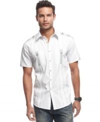This woven shirt from INC International Concepts should be on your short list of summer style must-haves. This woven shirt from INC International Concepts should be on your short list of summer style must-haves.