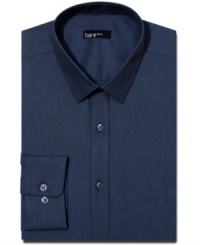 With a stretch fabric and a sleek slim fit, this Bar III dress shirt makes every move count.