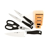 This 5 piece Wüsthof block set is crafted using high-carbon stainless steel blades for high-class culinary adventures. This 5 piece Wüsthof block set is crafted using high-carbon stainless steel blades for high-class culinary adventures.