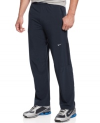 Keep your cool even when you're working out with these Nike running pants featuring zippered legs and Dri-Fit technology. Keep your cool even when you're working out with these Nike running pants featuring zippered legs and Dri-Fit technology.