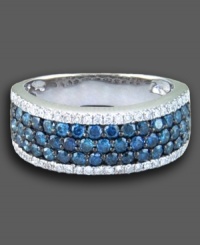 Bella Bleu by Effy Collection invokes the beauty of the sea with this 14k white gold ring featuring round-cut white diamonds (1/4 ct. t.w.) and Caribbean blue diamonds (1 ct. t.w.). Bella Bleu by Effy Collection invokes the beauty of the sea with this 14k white gold ring featuring round-cut white diamonds (1/4 ct. t.w.) and Caribbean blue diamonds (1 ct. t.w.).