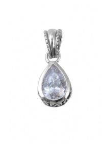 Barse Sterling Silver Teardrop Clear Crystal Pendant Barse Sterling Silver Teardrop Clear Crystal Pendant