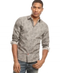 A paisley pattern keeps your sport shirt look fresh. Pair this one from Sons of Intrigue with a pair of denim and your spring look is set. A paisley pattern keeps your sport shirt look fresh. Pair this one from Sons of Intrigue with a pair of denim and your spring look is set.