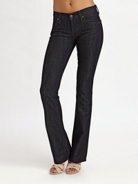 Stretch denim in a coveted dark wash, has four-pocket styling and contrast stitching.Narrow waistband with belt loops and button closure Front zipperFour-pocket style Inseam, about 3165% cotton/32% polyester/3% LycraMachine wash Made in USA Stretch denim in a coveted dark wash, has four-pocket styling and contrast stitching.Narrow waistband with belt loops and button closure Front zipperFour-pocket style Inseam, about 3165% cotton/32% polyester/3% LycraMachine wash Made in USA