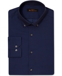 Take your office look in a different direction with the on-point polka-dots of this Ben Sherman dress shirt. Take your office look in a different direction with the on-point polka-dots of this Ben Sherman dress shirt.