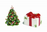 Spode Christmas Tree Present- and Tree-Shaped Salt-and-Pepper Set Spode Christmas Tree Present- and Tree-Shaped Salt-and-Pepper Set