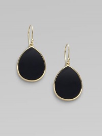 From the Rock Candy Collection. A polished teardrop of black onyx in an 18K yellow gold setting.Onyx 18K yellow gold Length, about 1½ Width, about ½ Earwires Imported 