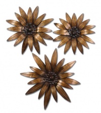 Uttermost 13479 23-1/2-Inch by 23-1/2-Inch Golden Gazanias Metal Wall Art, Set of 3 Uttermost 13479 23-1/2-Inch by 23-1/2-Inch Golden Gazanias Metal Wall Art, Set of 3