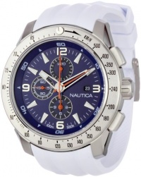 Nautica Men's N17593G NST 101 White Resin Blue Dial Watch Nautica Men's N17593G NST 101 White Resin Blue Dial Watch
