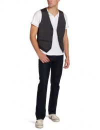 Marc Ecko Cut & Sew Men's Pinstripe and Plaid Pieced Vest Marc Ecko Cut & Sew Men's Pinstripe and Plaid Pieced Vest