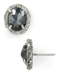 Art Deco influences inspire this pair of Alexis Bittar stud earrings, adorned by specially faceted stones, with an ornate setting as the compliment. Art Deco influences inspire this pair of Alexis Bittar stud earrings, adorned by specially faceted stones, with an ornate setting as the compliment.