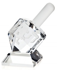 More for show than spinning, this elegant dreidel elevates a joyful Hanukkah tradition with the timeless grace of Godinger crystal. Featuring a frosted handle and etched characters. More for show than spinning, this elegant dreidel elevates a joyful Hanukkah tradition with the timeless grace of Godinger crystal. Featuring a frosted handle and etched characters.