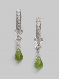 18K white gold shimmers with a diamond accent and vibrant peridot briolette drop.Diamond, 0.03 tcw Peridot 18K white gold Length, about ½ Imported Please note: Hoop earrings sold separately. 