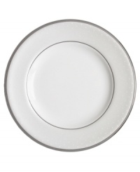 Fashion-forward design for the table, this salad plate features a softly textured pearlescent gray border inspired by tulle. Fashion-forward design for the table, this salad plate features a softly textured pearlescent gray border inspired by tulle.