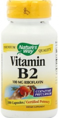 Nature's Way Vitamin B2, 100 mg Riboflavin, 100 Capsules Nature's Way Vitamin B2, 100 mg Riboflavin, 100 Capsules