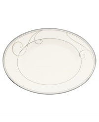 Fluid platinum scrolls glide freely throughout this beautiful fine china from Noritake. Easy to match with any decor, the fresh and elegant Platinum Wave collection of dinnerware and dishes is a timeless look for fine dining or luxurious everyday meals. Fluid platinum scrolls glide freely throughout this beautiful fine china from Noritake. Easy to match with any decor, the fresh and elegant Platinum Wave collection of dinnerware and dishes is a timeless look for fine dining or luxurious everyday meals.