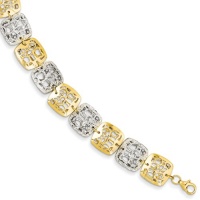 14k Two-Tone Polished & Diamond Cut Square Bracelet 14k Two-Tone Polished & Diamond Cut Square Bracelet