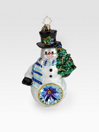 This cheerful snowman will brighten the tree, year after year.Hand-blownHand-painted6 tallMade in Poland This cheerful snowman will brighten the tree, year after year.Hand-blownHand-painted6 tallMade in Poland