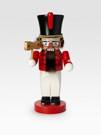 No nutcracker collection is complete without a properly uniformed toy soldier, and this one even has his own wind-up key, plus a gold-braided hat and a flowing beard.Working nutcrackerHandmade and hand-paintedWood11H X 5.5W X 5.5DMade in Germany No nutcracker collection is complete without a properly uniformed toy soldier, and this one even has his own wind-up key, plus a gold-braided hat and a flowing beard.Working nutcrackerHandmade and hand-paintedWood11H X 5.5W X 5.5DMade in Germany