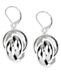 Sleek sophistication. AK Anne Klein's sweet open-cut drop earrings are crafted in imitation rhodium-plated mixed metal with a leverback closure. Approximate drop: 1-1/2 inch. Sleek sophistication. AK Anne Klein's sweet open-cut drop earrings are crafted in imitation rhodium-plated mixed metal with a leverback closure. Approximate drop: 1-1/2 inch.