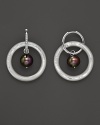 Lisa Nik Earth & Sea Black Pearl Hoop Trio with Diamonds