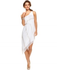 Rock chic style like your favorite starlet in a sparkling, grecian-inspired party dress that sports trend-right asymmetrical design! From Ruby Rox. Rock chic style like your favorite starlet in a sparkling, grecian-inspired party dress that sports trend-right asymmetrical design! From Ruby Rox.