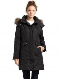 THE LOOKRemovable fur-trimmed hoodStand collarFront zip with snap closureDual flap pockets with snap closure and zip accentsLong sleeves with zip cuffsInner pocketsTHE FITAbout 34 from shoulder to hemTHE MATERIALBody: polyesterFill: down/waterfowl feathersFur: Asiatic raccoonFully linedCARE & ORIGINDry cleanImportedFur origin: FinlandModel shown is 5'10 (177cm) wearing US size Small. THE LOOKRemovable fur-trimmed hoodStand collarFront zip with snap closureDual flap pockets with snap closure and zip accentsLong sleeves with zip cuffsInner pocketsTHE FITAbout 34 from shoulder to hemTHE MATERIALBody: polyesterFill: down/waterfowl feathersFur: Asiatic raccoonFully linedCARE & ORIGINDry cleanImportedFur origin: FinlandModel shown is 5'10 (177cm) wearing US size Small.