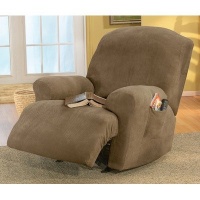 Sure Fit Stretch Pique Recliner Slipcover, Medium, Black Sure Fit Stretch Pique Recliner Slipcover, Medium, Black
