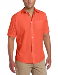 Benson Men's Poplin Solid Short Sleeve Woven Shirt