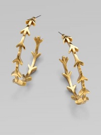 A unique design with a subtle antiqued-finish. GoldtoneLength, about 2Post backMade in USA A unique design with a subtle antiqued-finish. GoldtoneLength, about 2Post backMade in USA