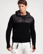 An athletic staple in a soft merino wool construction gets a luxe upgrade with a quilted yoke and hood for a look that exudes relaxed refinement.Half-zip frontThree-button placketAttached drawstring hoodHood: nylonMerino woolMachine washImported