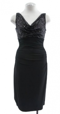 Lauren by Ralph Lauren Black Sequin Cowl Neck Jersey Combo Dress 6 Lauren by Ralph Lauren Black Sequin Cowl Neck Jersey Combo Dress 6