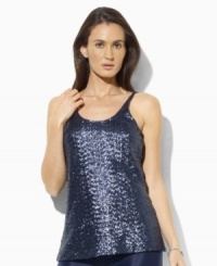The slinky georgette petite camisole is designed with a sequined mesh overlay to lend glamour to an effortlessly sexy essential, from Lauren by Ralph Lauren. (Clearance) The slinky georgette petite camisole is designed with a sequined mesh overlay to lend glamour to an effortlessly sexy essential, from Lauren by Ralph Lauren. (Clearance)
