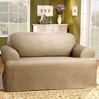 Sure Fit 139727269B_L-LNEN Duck Solid T-Cushion Loveseat Slipcover, Linen Sure Fit 139727269B_L-LNEN Duck Solid T-Cushion Loveseat Slipcover, Linen