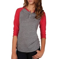 Alternative Men's 3/4 Sleeve Henley Shirt, Grey/True Red, X-Large Alternative Men's 3/4 Sleeve Henley Shirt, Grey/True Red, X-Large