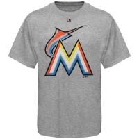 Miami Marlins Soft Density Official Logo Grey T-shirt Miami Marlins Soft Density Official Logo Grey T-shirt