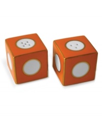 Spot on. Jonathan Adler's Mod Dot salt and pepper shakers provide a flavorful boost with a bold orange and white palette. Gold trim adds an opulent touch. Spot on. Jonathan Adler's Mod Dot salt and pepper shakers provide a flavorful boost with a bold orange and white palette. Gold trim adds an opulent touch.