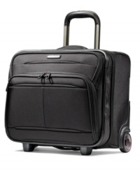 Born to be in business! An ultra-lightweight design packs in all of your every day essentials with a padded laptop compartment, a spacious center opening for clothes & overnight necessities and multiple stash pockets for must-have accessories. The sleek & streamlined case is constructed to fit under most airline seats for easy-access in flight. 10-year warranty. Born to be in business! An ultra-lightweight design packs in all of your every day essentials with a padded laptop compartment, a spacious center opening for clothes & overnight necessities and multiple stash pockets for must-have accessories. The sleek & streamlined case is constructed to fit under most airline seats for easy-access in flight. 10-year warranty.