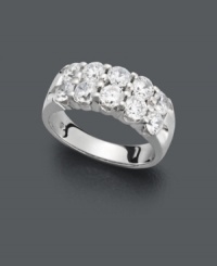Two sumptuous rows of sparkle are sure to complement any engagement ring. Crafted from polished 14k white gold, this wedding band shines with the addition of round-cut diamonds (2 ct. t.w.). Two sumptuous rows of sparkle are sure to complement any engagement ring. Crafted from polished 14k white gold, this wedding band shines with the addition of round-cut diamonds (2 ct. t.w.).