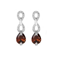 Studio 925 Julia Garnet Pear Drop CZ Sterling Silver Earrings