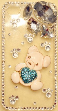3D White & Blue Heart TEDDY BEAR Case for iPhone 4 & 4S Verizon Sprint AT&T HIGH QUALITY Crystals Bling Cover By iPhashon 3D White & Blue Heart TEDDY BEAR Case for iPhone 4 & 4S Verizon Sprint AT&T HIGH QUALITY Crystals Bling Cover By iPhashon
