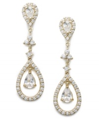 Brighten up. Luminous cubic zirconias (2-3/8 ct. t.w.) add vivacity to B. Brilliant's 18k gold over sterling silver drop earrings. Approximate drop: 1-1/2 inches.