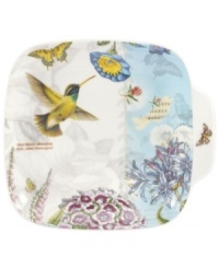 A fresh take on Portmeirion's beloved Botanic Garden pattern, the Botanic Hummingbird canape plates feature colorful wildlife layered with muted blooms on modern white porcelain. A fresh take on Portmeirion's beloved Botanic Garden pattern, the Botanic Hummingbird canape plates feature colorful wildlife layered with muted blooms on modern white porcelain.