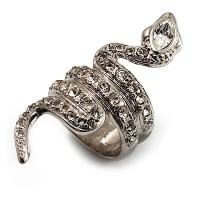 Silver Tone Swarovski Crystal Snake Ring Silver Tone Swarovski Crystal Snake Ring