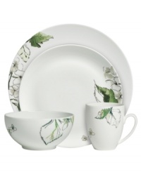 Vera Wang's Floral Leaf watercolor place settings add fresh artistry to a chic bone china canvas. Smooth coupe shapes in clean white bloom with crisp greens for a modern place setting that's ideal for every day. Vera Wang's Floral Leaf watercolor place settings add fresh artistry to a chic bone china canvas. Smooth coupe shapes in clean white bloom with crisp greens for a modern place setting that's ideal for every day.