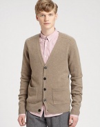 An all-around classic v-neck cardigan knitted in an exquisite blend of wool and cashmere for the ultimate layering essential infused with endless style and luxury.Button-frontV-neckWaist patch pocketsRibbed knit cuffs and hem85% wool/15% cashmereDry cleanImported