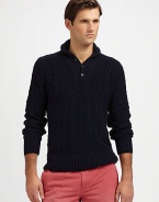 A hearty construction of textural knits lends laid-back elegance to a handsome pullover sweater, crafted from luxurious Pima cotton with a ribbed collar and Henley placket for a modern, military-inspired look.Three-button placketStand collarRibbed collar, cuffs and hemCottonHandwashImported